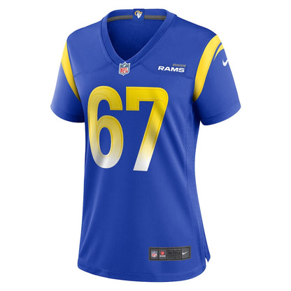 Justin Dedich 67 Women's Los Angeles Rams 2026 Super Bowl LX - Royal Team Game Jersey
