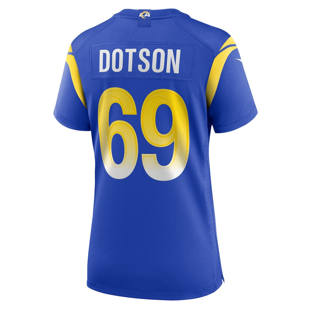Kevin Dotson 69 Women's Los Angeles Rams 2026 Super Bowl LX - Royal Team Game Jersey