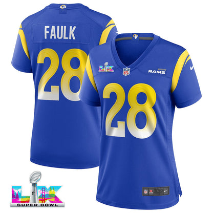Marshall Faulk 28 Women's Los Angeles Rams 2026 Super Bowl LX - Royal Team Game Jersey
