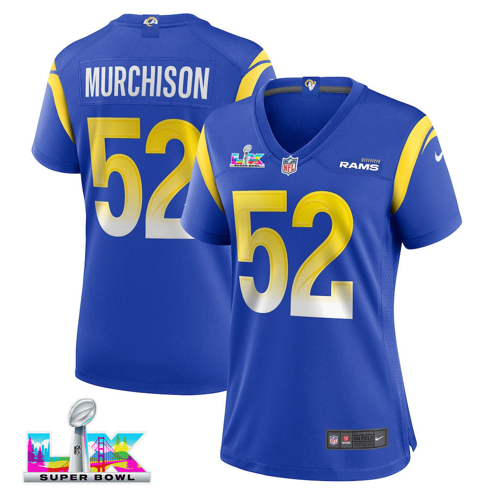 Larrell Murchison 52 Women's Los Angeles Rams 2026 Super Bowl LX - Royal Team Game Jersey