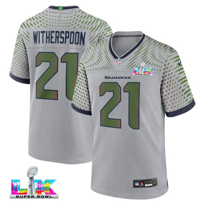 Devon Witherspoon 21 Seattle Seahawks 2026 Super Bowl LX - Wolf Gray Game Jersey