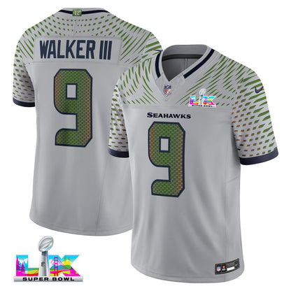 Kenneth Walker III 9 Seattle Seahawks 2026 Super Bowl LX - Wolf Gray Game Jersey