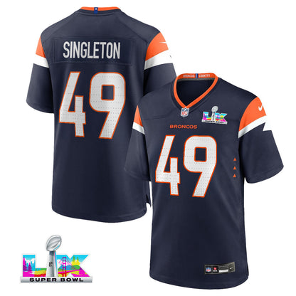 Alex Singleton 49 Denver Broncos 2026 Super Bowl LX - Navy Alternate Game Jersey