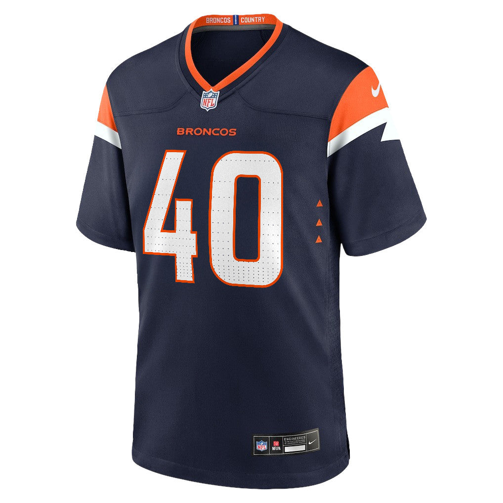 Justin Strnad 40 Denver Broncos 2026 Super Bowl LX - Navy Alternate Game Jersey
