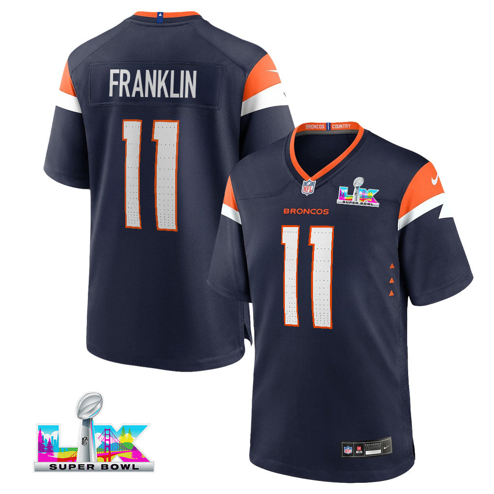 Troy Franklin 11 Denver Broncos 2026 Super Bowl LX - Navy Alternate Game Jersey