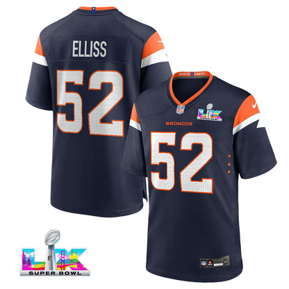 Jonah Elliss 52 Denver Broncos 2026 Super Bowl LX - Navy Alternate Game Jersey