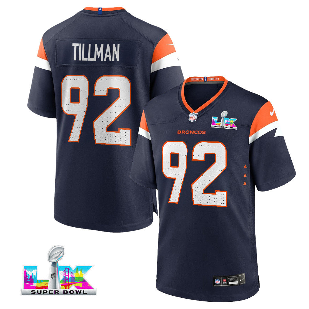 Dondrea Tillman 92 Denver Broncos 2026 Super Bowl LX - Navy Alternate Game Jersey