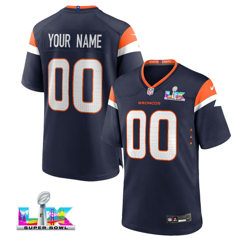 Denver Broncos 2026 Super Bowl LX - Custom Orange Team Game Jersey