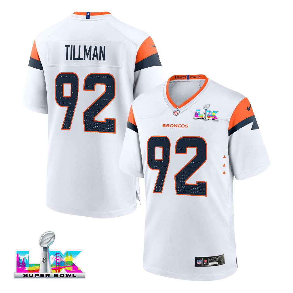Dondrea Tillman 92 Denver Broncos 2026 Super Bowl LX - White Game Jersey