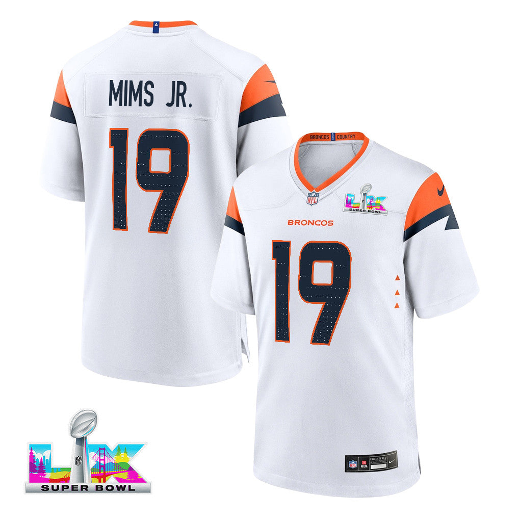 Marvin Mims Jr. 19 Denver Broncos 2026 Super Bowl LX - White Game Jersey