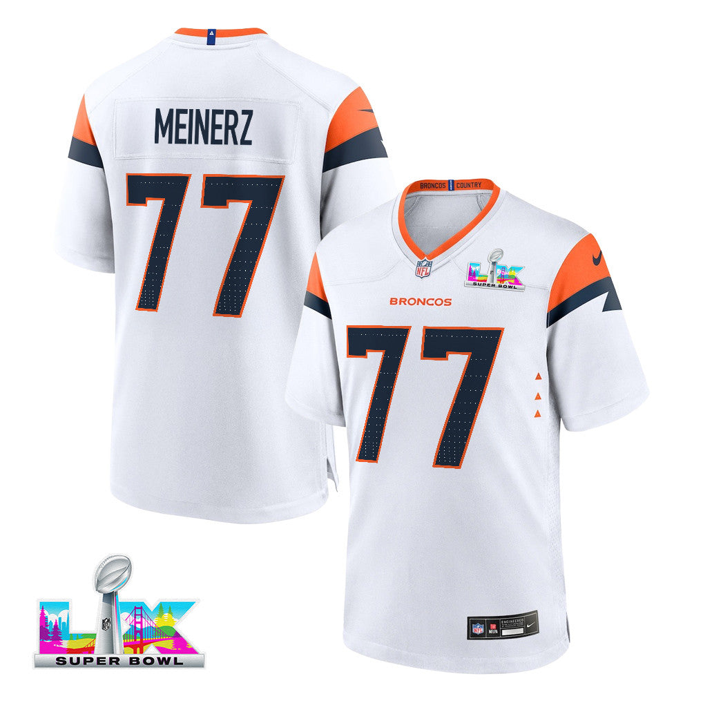 Quinn Meinerz 77 Denver Broncos 2026 Super Bowl LX - White Game Jersey
