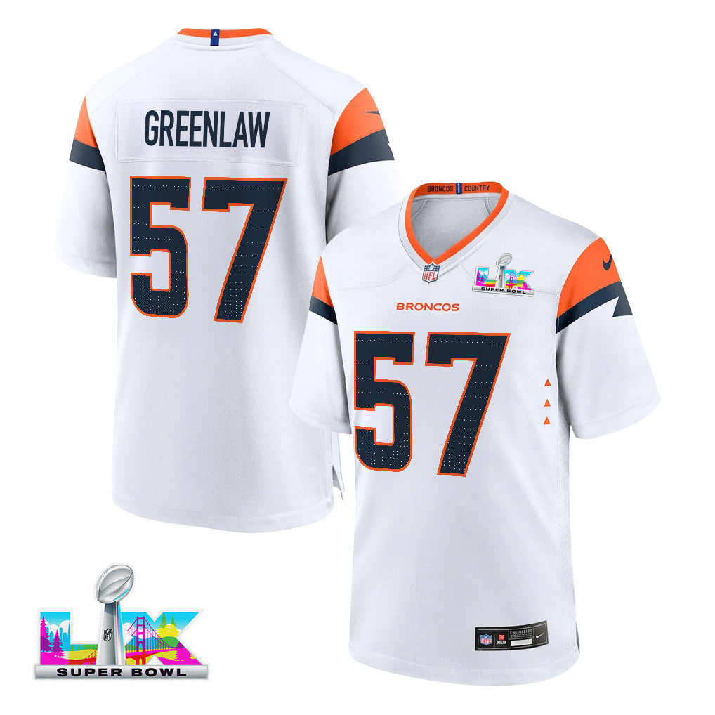 Dre Greenlaw 57 Denver Broncos 2026 Super Bowl LX - White Game Jersey