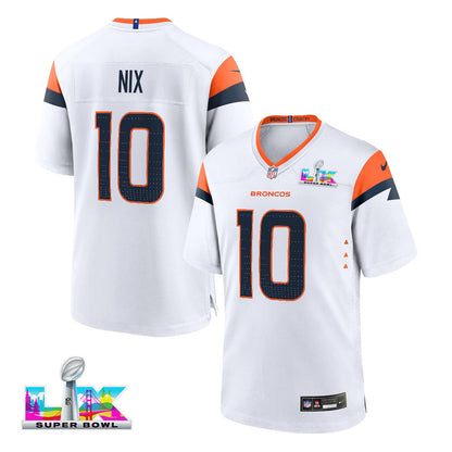 Bo Nix 10 Denver Broncos 2026 Super Bowl LX - White Game Jersey