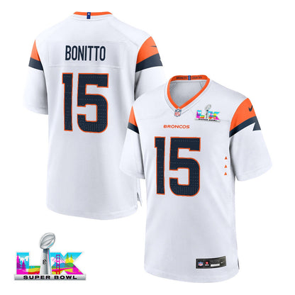 Nik Bonitto 15 Denver Broncos 2026 Super Bowl LX - White Game Jersey