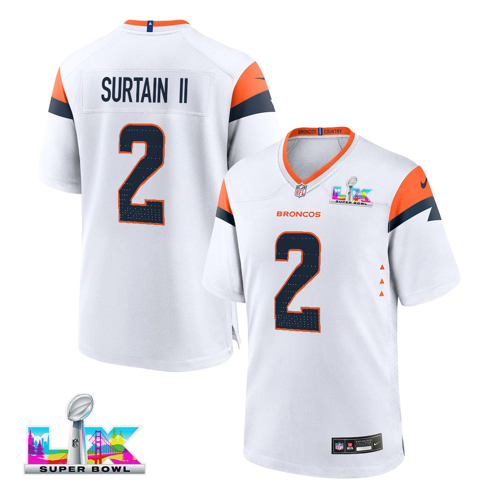 Pat Surtain II 2 Denver Broncos 2026 Super Bowl LX - White Game Jersey