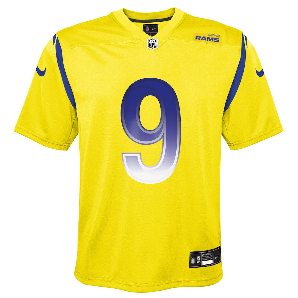 Matthew Stafford 9 Los Angeles Rams YOUTH - 2026 Super Bowl LX Gold Inverted Game Team Jersey