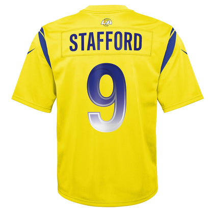 Matthew Stafford 9 Los Angeles Rams YOUTH - 2026 Super Bowl LX Gold Inverted Game Team Jersey
