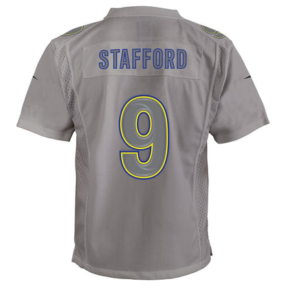 Matthew Stafford 9 Los Angeles Rams YOUTH - 2026 Super Bowl LX Gray Atmosphere Game Jersey