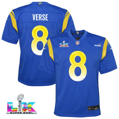 Jared Verse 8 Los Angeles Rams YOUTH - 2026 Super Bowl LX Royal Blue Game Team Jersey