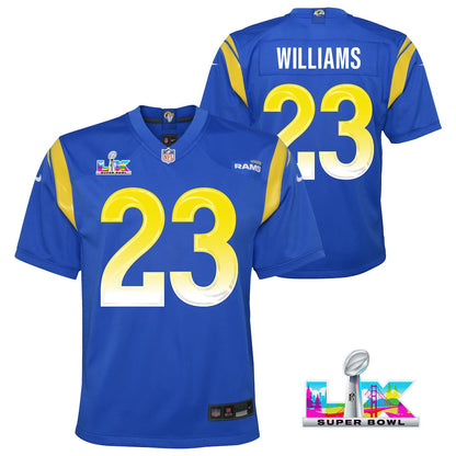 Kyren Williams 23 Los Angeles Rams YOUTH - 2026 Super Bowl LX Royal Blue Game Team Jersey
