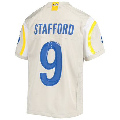 Matthew Stafford 9 Los Angeles Rams YOUTH - 2026 Super Bowl LX Cream Game Jersey