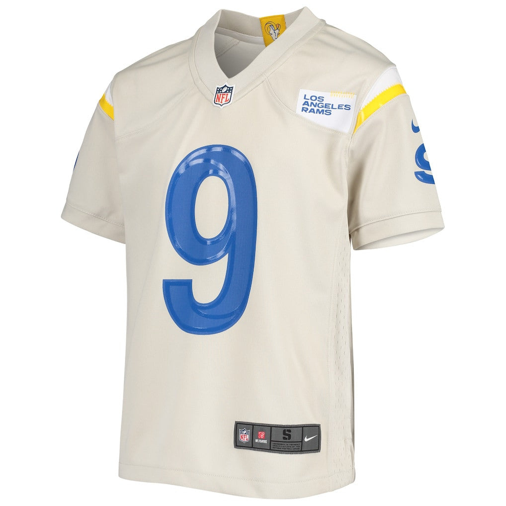 Matthew Stafford 9 Los Angeles Rams YOUTH - 2026 Super Bowl LX Cream Game Jersey