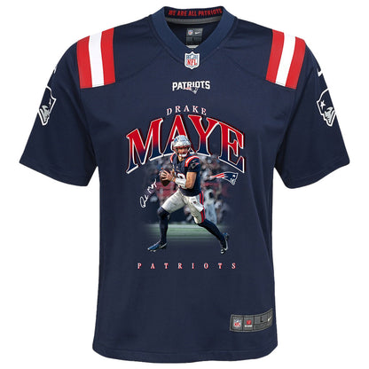 Drake Maye 10 New England Patriots Super Bowl LX Future Legend YOUTH Jersey – Navy
