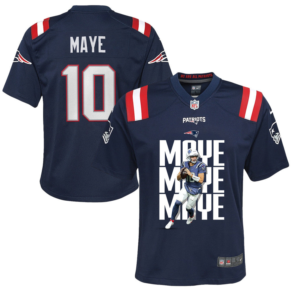 Drake Maye 10 New England Patriots Super Bowl LX Leadership Edition YOUTH Jersey – Navy