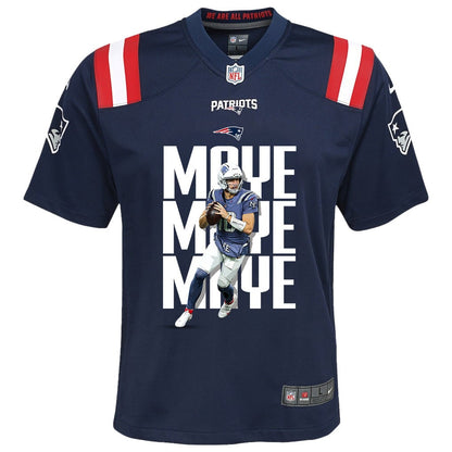 Drake Maye 10 New England Patriots Super Bowl LX Leadership Edition YOUTH Jersey – Navy