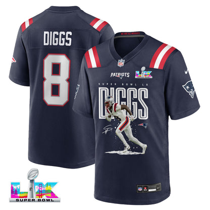 Stefon Diggs 8 New England Patriots Super Bowl LX Clutch Performer Men Jersey- Navy