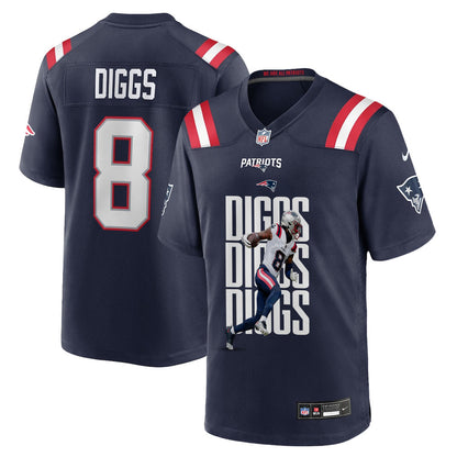 Stefon Diggs 8 New England Patriots Super Bowl LX All-Pro Caliber Men Jersey - Navy