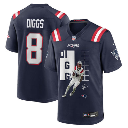 Stefon Diggs 8 New England Patriots Super Bowl LX Dynamic Receiver Men Jersey - Navy