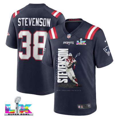 Rhamondre Stevenson 38 New England Patriots Super Bowl LX Powerhouse Performer Men Jersey – Navy