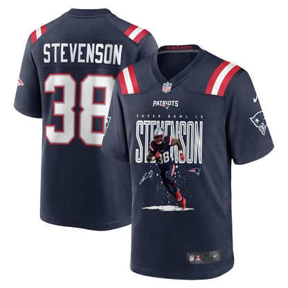 Rhamondre Stevenson 38 New England Patriots Super Bowl LX Elite Ground-Game Star Men Jersey – Navy