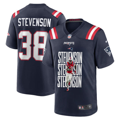 Rhamondre Stevenson 38 New England Patriots Super Bowl LX Explosive Playmaker Men Jersey – Navy