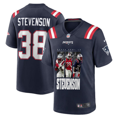 Rhamondre Stevenson 38 New England Patriots Super Bowl LX Hard-Hitting Workhorse Men Jersey – Navy