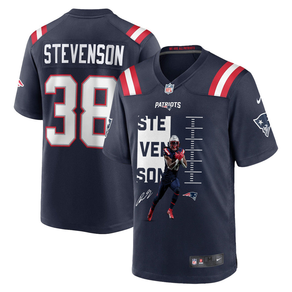 Rhamondre Stevenson 38 New England Patriots Super Bowl LX Championship-Ready Star Men Jersey – Navy