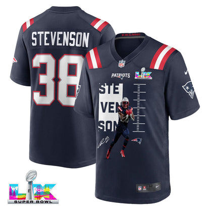 Rhamondre Stevenson 38 New England Patriots Super Bowl LX Championship-Ready Star Men Jersey – Navy