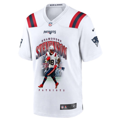 Rhamondre Stevenson 38 New England Patriots Super Bowl LX Fearless Running Back Men Jersey – White