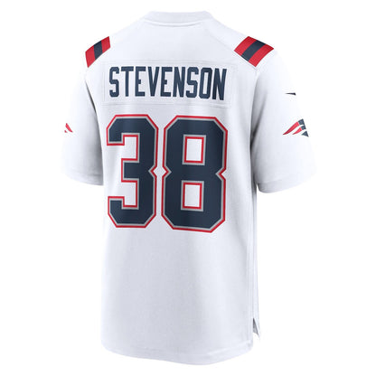 Rhamondre Stevenson 38 New England Patriots Super Bowl LX Relentless Rushing Talent Men Jersey – White