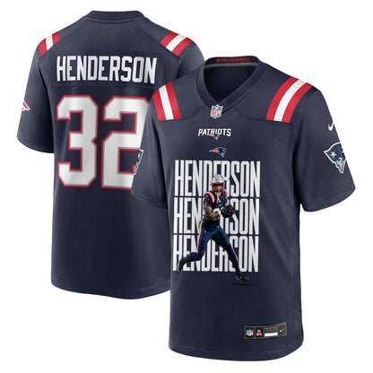 TreVeyon Henderson 32 New England Patriots Super Bowl LX Championship Legacy Men Jersey – Navy