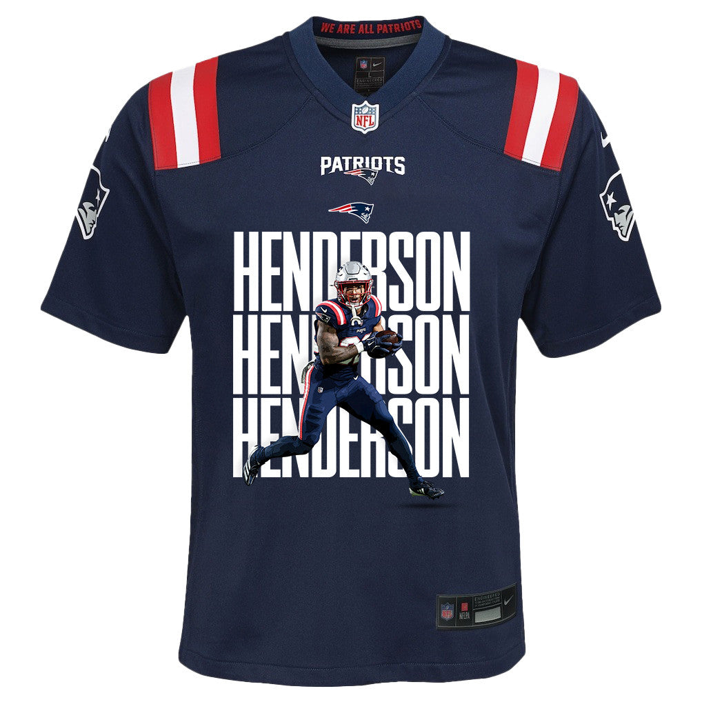 TreVeyon Henderson 32 New England Patriots Super Bowl LX Championship Legacy YOUTH Jersey – Navy