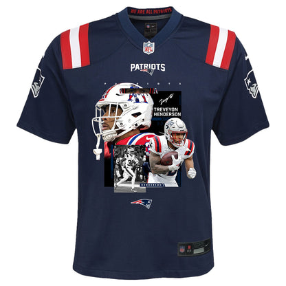 TreVeyon Henderson 32 New England Patriots Super Bowl LX Must-Have Champion Men Jersey – Navy