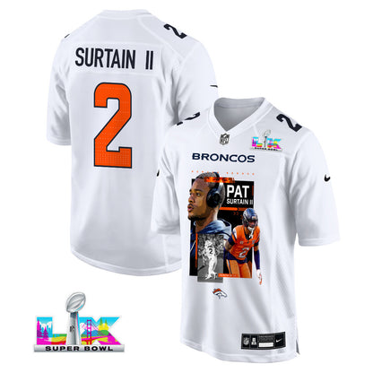 Pat Surtain II 2 Denver Broncos Super Bowl LX Next-Gen Legend Men Jersey – White