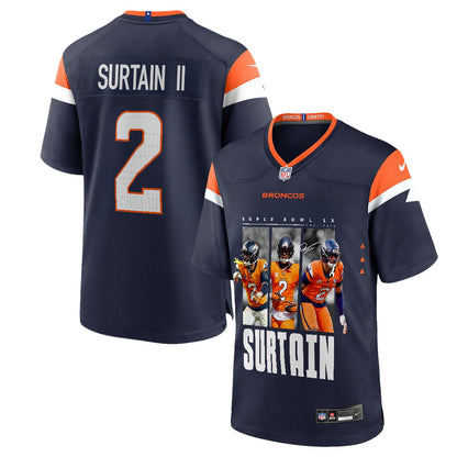 Pat Surtain II 2 Denver Broncos Super Bowl LX Defensive Icon Men Jersey – Navy