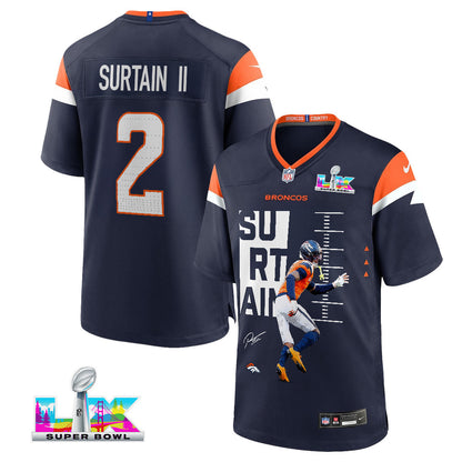 Pat Surtain II 2 Denver Broncos Super Bowl LX Ultimate Gameday Men Jersey – Navy