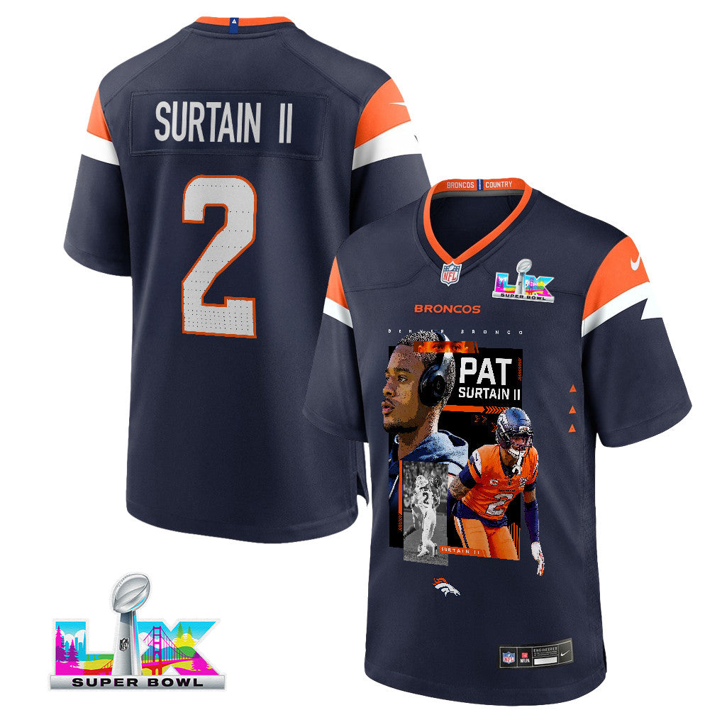 Pat Surtain II 2 Denver Broncos Super Bowl LX Next-Gen Legend Men Jersey – Navy