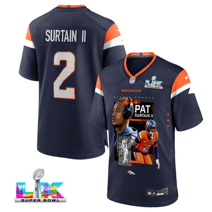 Pat Surtain II 2 Denver Broncos Super Bowl LX Next-Gen Legend Men Jersey – Navy