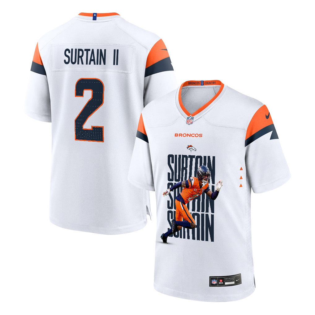Pat Surtain II 2 Denver Broncos Super Bowl LX Defensive Superstar Game Men Jersey – White