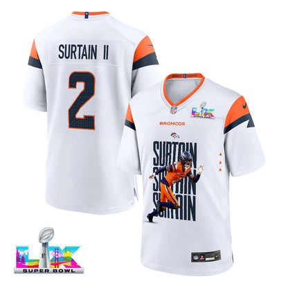 Pat Surtain II 2 Denver Broncos Super Bowl LX Defensive Superstar Game Men Jersey – White
